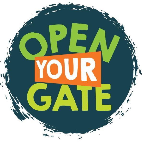 The words Open Your Gate superimposed on a dark green circle.